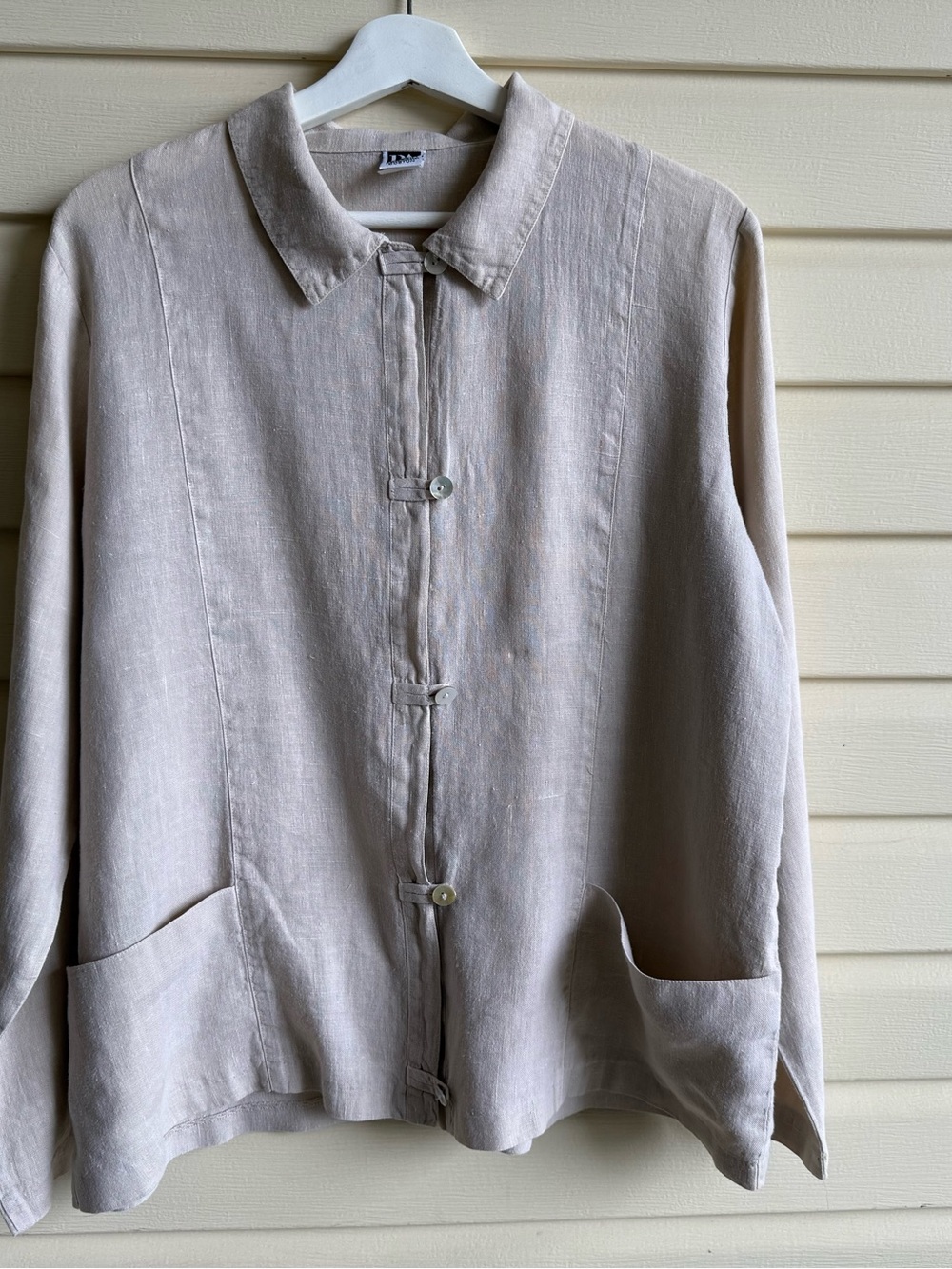 PA Company Light Taupe Button Front 100% Linen Jacket size M/L - Picture 2 of 7